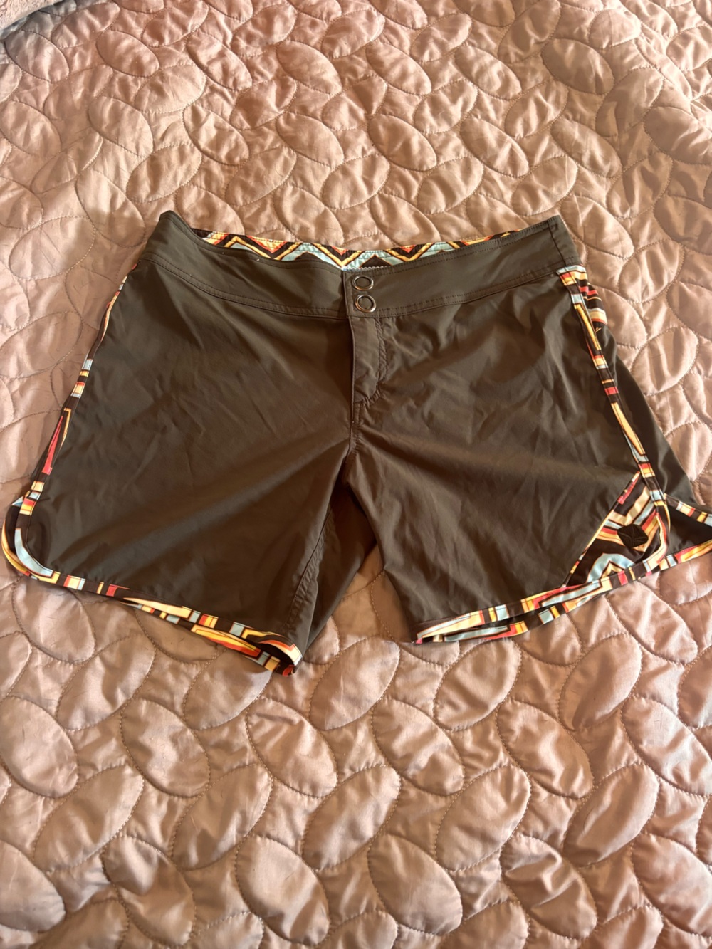 Carve Designs brown board Shorts with Multicolor Geo Trim